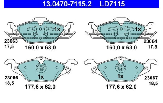 Brake Pad Set, disc brake ATE Ceramic 13.0470-7115.2, Image 3