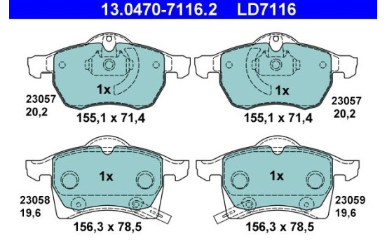 Brake Pad Set, disc brake ATE Ceramic 13.0470-7116.2, Image 3