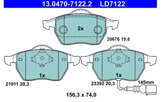 Brake Pad Set, disc brake ATE Ceramic 13.0470-7122.2, Image 3