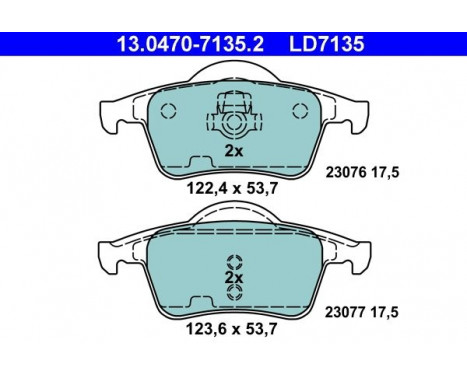 Brake Pad Set, disc brake ATE Ceramic 13.0470-7135.2, Image 3