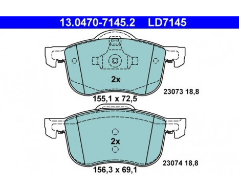 Brake Pad Set, disc brake ATE Ceramic 13.0470-7145.2, Image 3