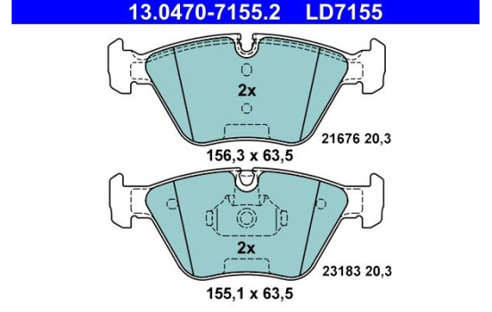 Brake Pad Set, disc brake ATE Ceramic 13.0470-7155.2, Image 3