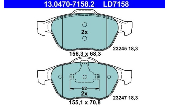 Brake Pad Set, disc brake ATE Ceramic 13.0470-7158.2, Image 2
