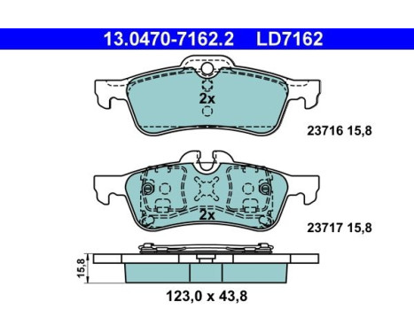 Brake Pad Set, disc brake ATE Ceramic 13.0470-7162.2, Image 3