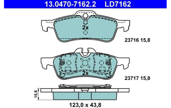 Brake Pad Set, disc brake ATE Ceramic 13.0470-7162.2, Image 3