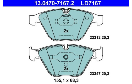 Brake Pad Set, disc brake ATE Ceramic 13.0470-7167.2, Image 3