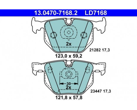 Brake Pad Set, disc brake ATE Ceramic 13.0470-7168.2, Image 3