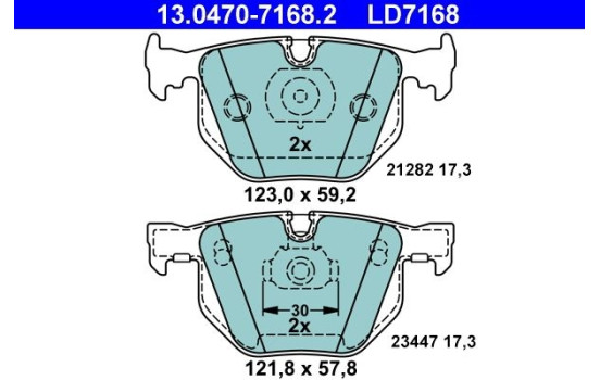 Brake Pad Set, disc brake ATE Ceramic 13.0470-7168.2, Image 3