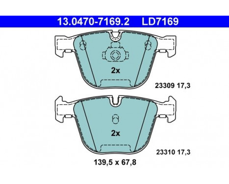 Brake Pad Set, disc brake ATE Ceramic 13.0470-7169.2, Image 3