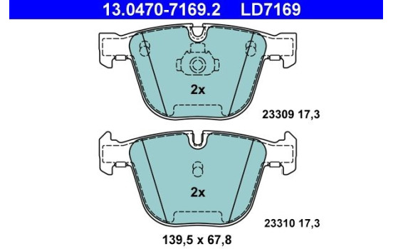 Brake Pad Set, disc brake ATE Ceramic 13.0470-7169.2, Image 3