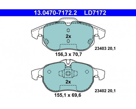 Brake Pad Set, disc brake ATE Ceramic 13.0470-7172.2, Image 3