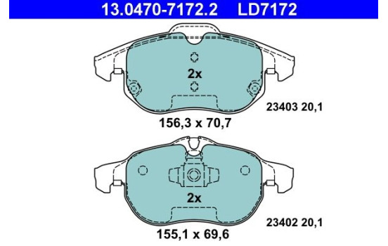 Brake Pad Set, disc brake ATE Ceramic 13.0470-7172.2, Image 3