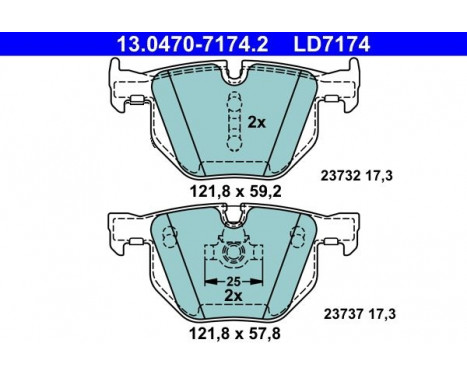 Brake Pad Set, disc brake ATE Ceramic 13.0470-7174.2, Image 3