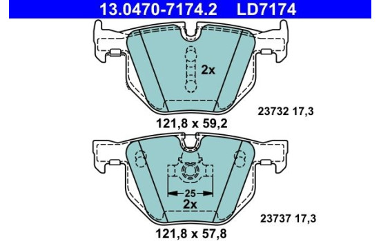 Brake Pad Set, disc brake ATE Ceramic 13.0470-7174.2, Image 3