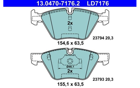 Brake Pad Set, disc brake ATE Ceramic 13.0470-7176.2, Image 3