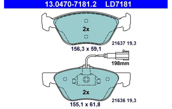 Brake Pad Set, disc brake ATE Ceramic 13.0470-7181.2, Image 3