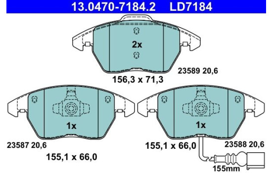 Brake Pad Set, disc brake ATE Ceramic 13.0470-7184.2, Image 3