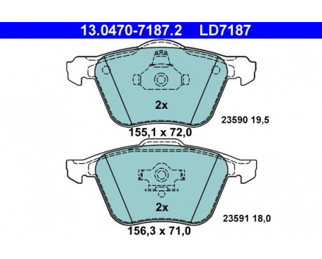 Brake Pad Set, disc brake ATE Ceramic 13.0470-7187.2, Image 3