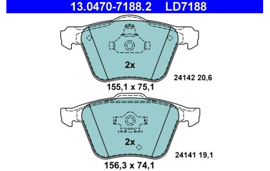 Brake Pad Set, disc brake ATE Ceramic 13.0470-7188.2, Image 3