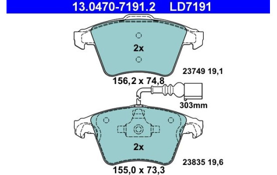 Brake Pad Set, disc brake ATE Ceramic 13.0470-7191.2, Image 3