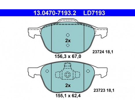 Brake Pad Set, disc brake ATE Ceramic 13.0470-7193.2, Image 3