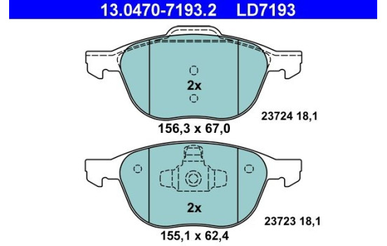 Brake Pad Set, disc brake ATE Ceramic 13.0470-7193.2, Image 3