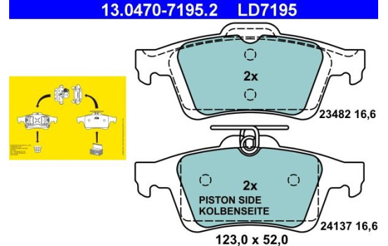 Brake Pad Set, disc brake ATE Ceramic 13.0470-7195.2, Image 3