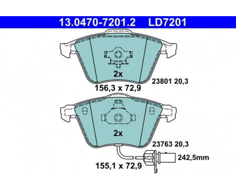 Brake Pad Set, disc brake ATE Ceramic 13.0470-7201.2, Image 3