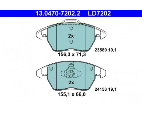 Brake Pad Set, disc brake ATE Ceramic 13.0470-7202.2, Image 3