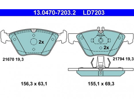 Brake Pad Set, disc brake ATE Ceramic 13.0470-7203.2, Image 3
