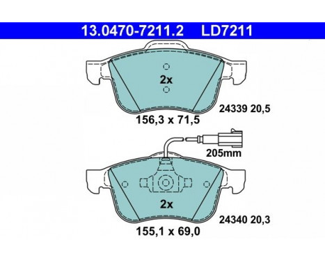 Brake Pad Set, disc brake ATE Ceramic 13.0470-7211.2, Image 3