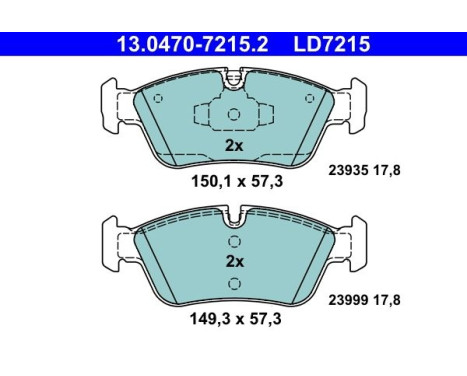 Brake Pad Set, disc brake ATE Ceramic 13.0470-7215.2, Image 3