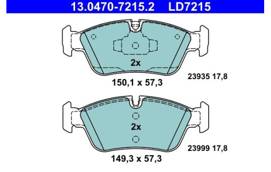 Brake Pad Set, disc brake ATE Ceramic 13.0470-7215.2, Image 3