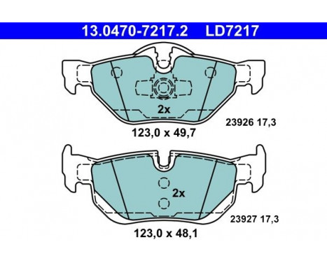 Brake Pad Set, disc brake ATE Ceramic 13.0470-7217.2, Image 3