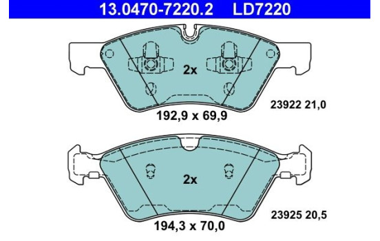 Brake Pad Set, disc brake ATE Ceramic 13.0470-7220.2, Image 3