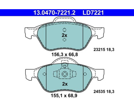 Brake Pad Set, disc brake ATE Ceramic 13.0470-7221.2, Image 2