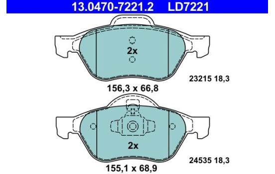 Brake Pad Set, disc brake ATE Ceramic 13.0470-7221.2, Image 2
