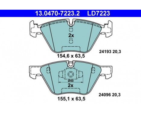 Brake Pad Set, disc brake ATE Ceramic 13.0470-7223.2, Image 3