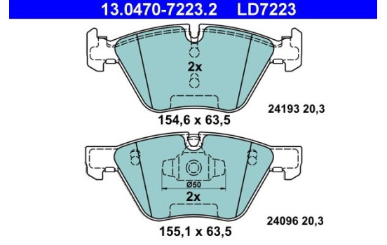 Brake Pad Set, disc brake ATE Ceramic 13.0470-7223.2, Image 3