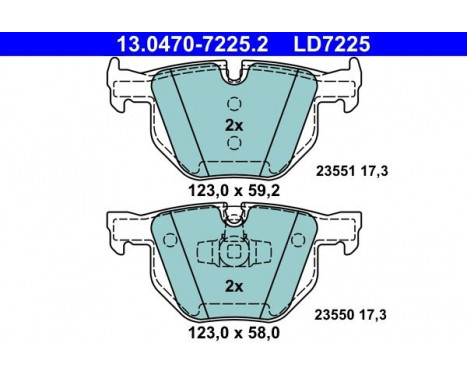 Brake Pad Set, disc brake ATE Ceramic 13.0470-7225.2, Image 3