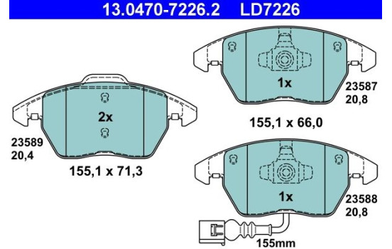 Brake Pad Set, disc brake ATE Ceramic 13.0470-7226.2, Image 3