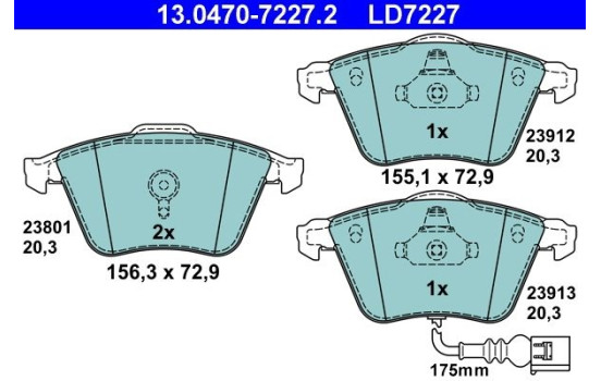 Brake Pad Set, disc brake ATE Ceramic 13.0470-7227.2, Image 3