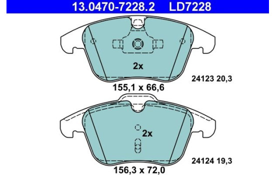 Brake Pad Set, disc brake ATE Ceramic 13.0470-7228.2, Image 3