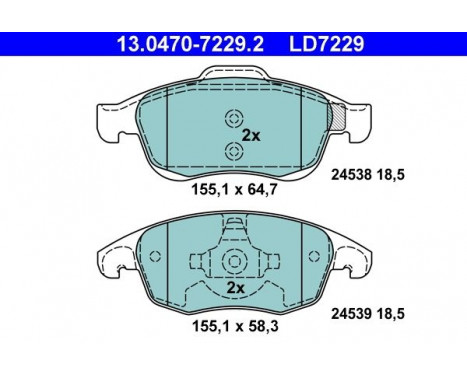 Brake Pad Set, disc brake ATE Ceramic 13.0470-7229.2, Image 3