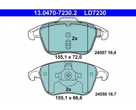 Brake Pad Set, disc brake ATE Ceramic 13.0470-7230.2, Image 2