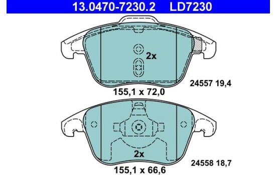 Brake Pad Set, disc brake ATE Ceramic 13.0470-7230.2, Image 2