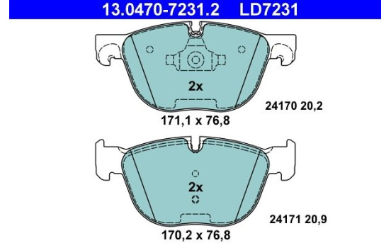 Brake Pad Set, disc brake ATE Ceramic 13.0470-7231.2, Image 4