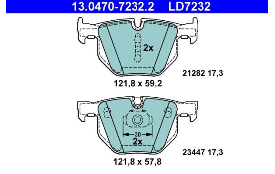 Brake Pad Set, disc brake ATE Ceramic 13.0470-7232.2, Image 3