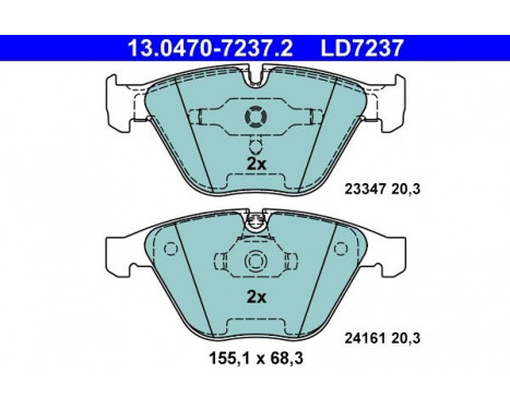 Brake Pad Set, disc brake ATE Ceramic 13.0470-7237.2, Image 2