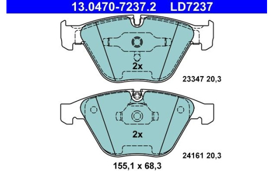 Brake Pad Set, disc brake ATE Ceramic 13.0470-7237.2, Image 2